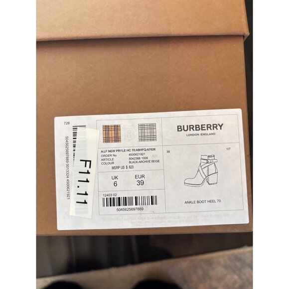 BURBERRY Pryle House Check & Leather Ankle Boots Color Black Arch - Picture 4 of 8